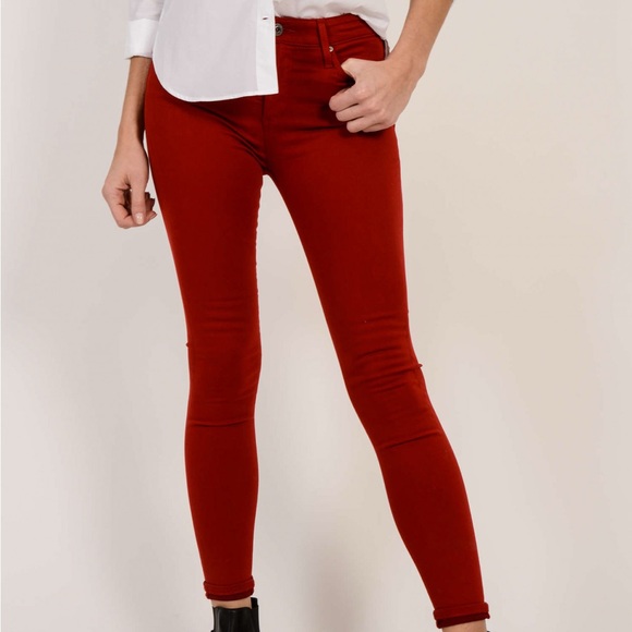Ag Adriano Goldschmied Jeans Womens 25 The Legging Ankle Skinny Red - Picture 1 of 9